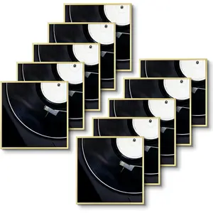Golden State Art, Aluminum Album Frames Display 12.5X12.5 Vinyl Record, Brushed Metal Finish Records Frame, Acrylic Glass Front, for 12'' Album Cover (10 Pack Gold) Golden State Art