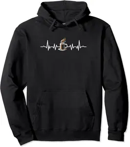 Coffee Heartbeat Caffeine Addict Brewed Coffee Espresso Pullover Hoodie - Jasminean Shop 90B09FXB3HTW