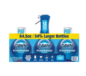 Dawn Platinum Plus Powerwash Dish Soap Spray, Fresh Clean, 1 Starter Kit + 2 Refills