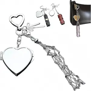 1pc Portable 2-in-1 Lipstick Keychain with Compact Mirror, Mesh Pouch for Lip Gloss, Fashion Accessory with Chain for Common Carry & Gifts, Mini Cosmetic Organizer