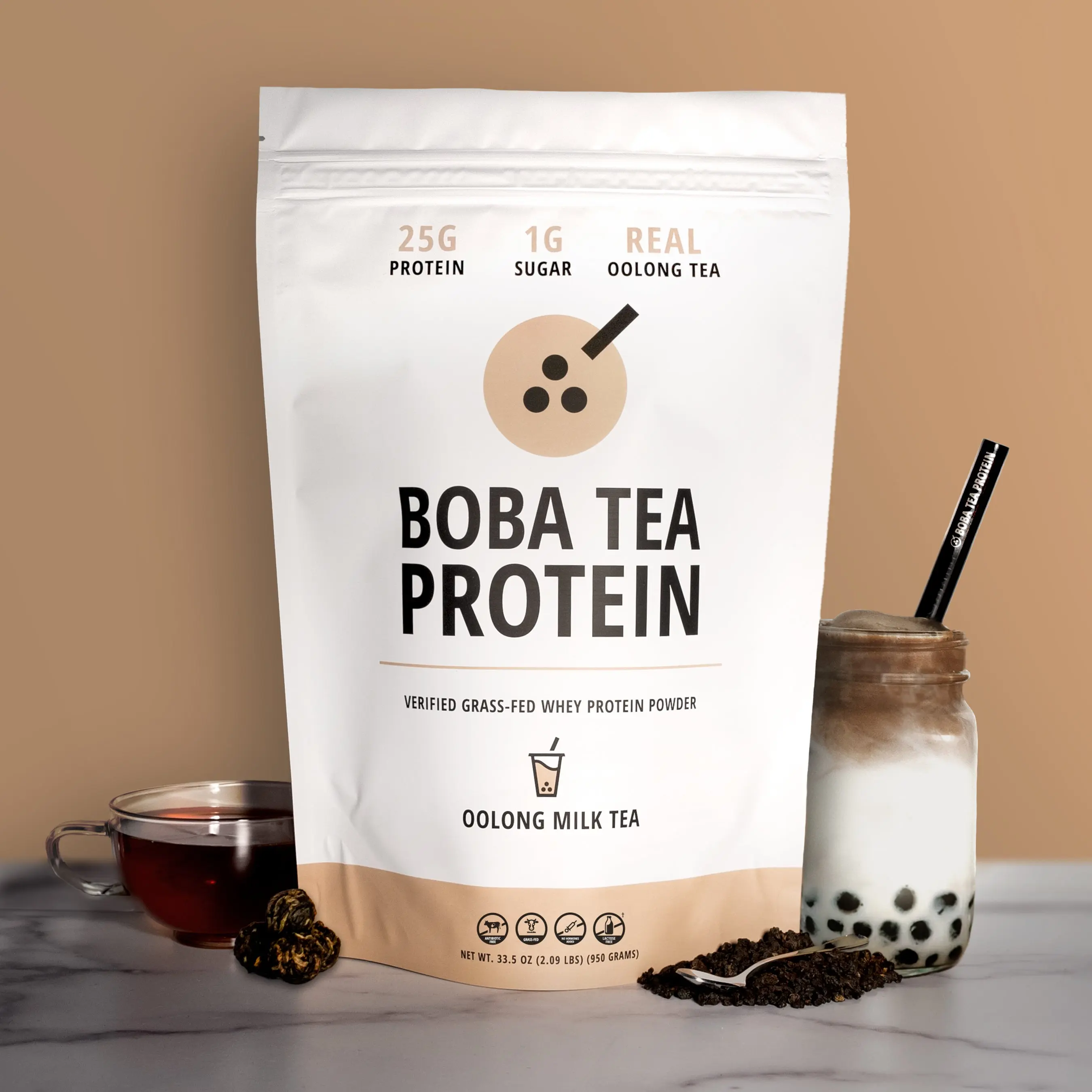 Oolong Milk Tea Whey Protein Powder - Grass-Fed Dairy-Based Grassfed Protein Supplement, Premium Lean Formula, Muscle Boost Recovery Sports Performance Support for Fitness Goals