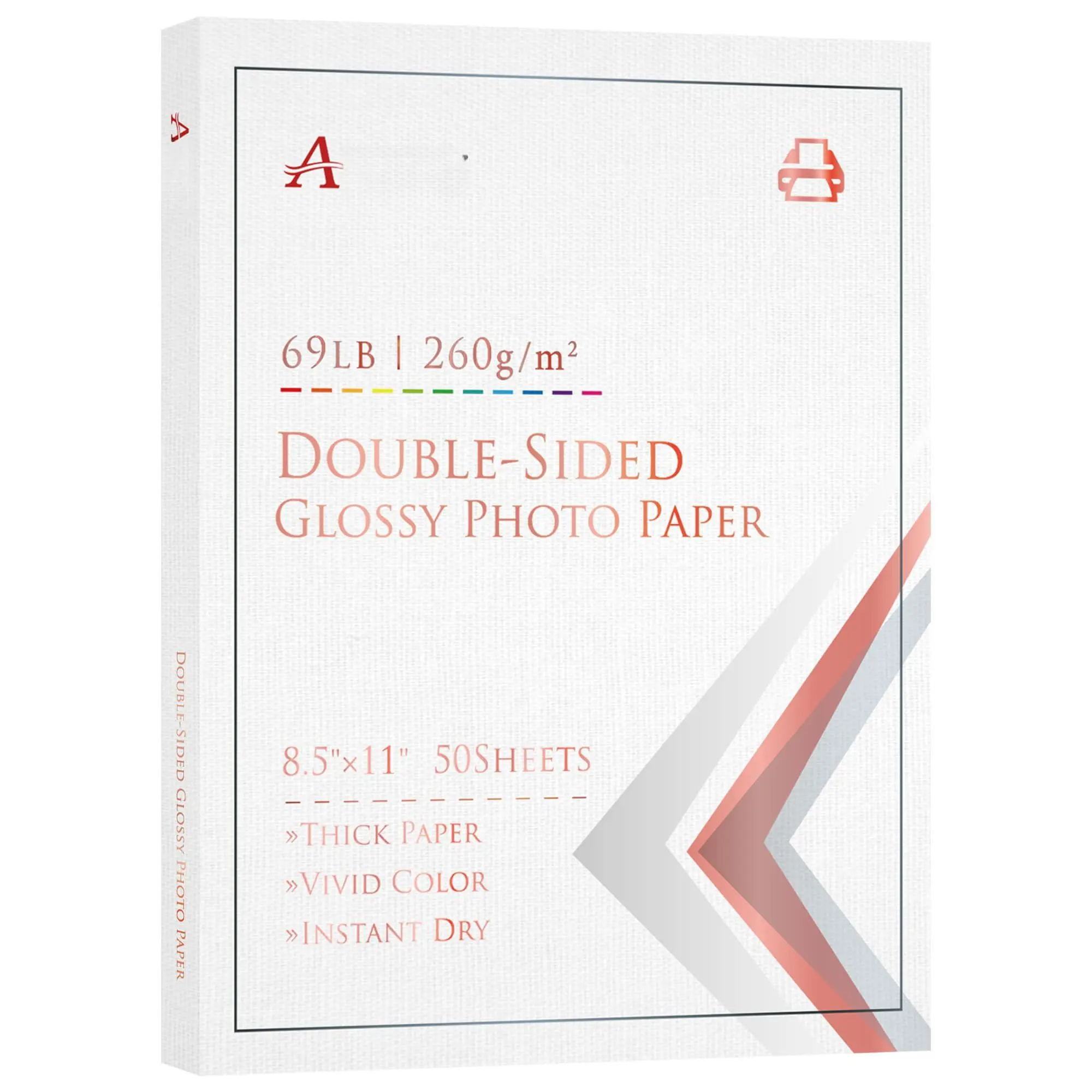 Thick Double Sided Glossy Photo Paper 69lb 8.5x11 Inches Heavyweight Cardstock 260gsm For Cards Cake Toppers Work With Inkjet Printers Dye Ink 50 Sheets