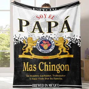 Papa Letter Print Soft Blanket, 1 Count Casual Soft Throw Blanket, Air-conditioned Room Blanket, Warm Nap Blanket for Home Office Travel Camping