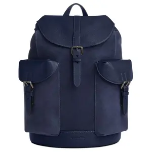 COACH Warner 32 Backpack with Drawstring Closure and Adjustable Straps – Unisex Large Fabric Backpack in Navy Blue