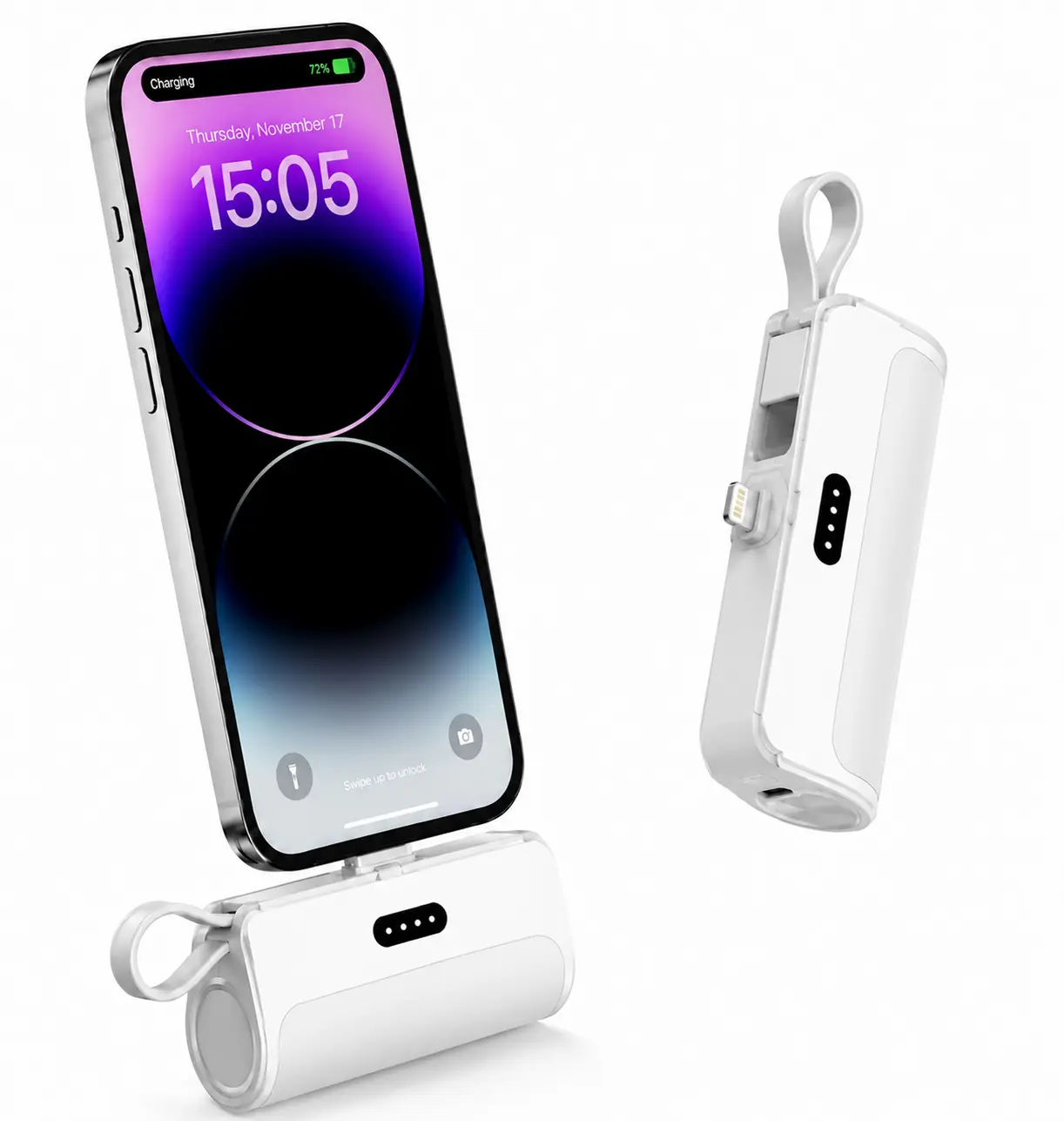 Compact  Wireless Rechargeable 5000mAh Power Bank, Supports iOS and  Output, Large Capacity Battery Pack Fast Charging Power Bank
