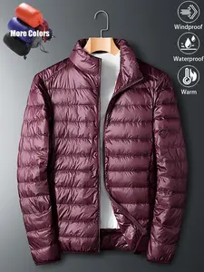 Men's Casual Fashion Waterproof Windproof Lightweight Warm Down Jacket Versatile, Durable, Wrinkle-Resistant Outdoor Sports Top Perfect for Daily Commuting, Wilderness Exploration, Hiking, and Fishing Suitable for Layering or Wearing Solo