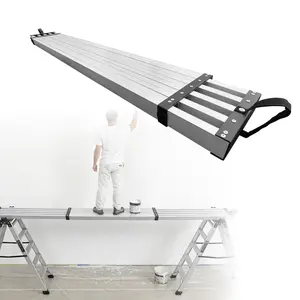 Garvee Aluminum Telescoping Work Plank 8-13 ft, Adjustable Lightweight Ladder Platform with 550 LBS Capacity & 12.4" Wide for Painting, Roofing, Window Cleaning