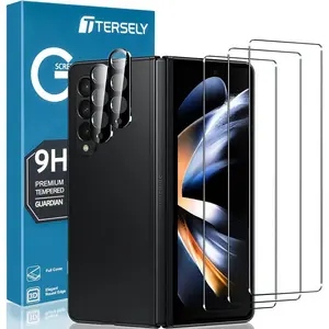 Samsung Fold 4 Screen Protector Set, Protection Includes 3 Outer Tempered Glass Film & 2 Lens Films, Durable Protective Cover for Samsung Galaxy Z Flip
