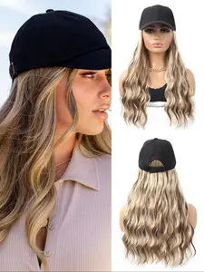 baseball cap wig 24in long synthetic fiber wigs adjustable cap wigs, Synthetic Material Wigs