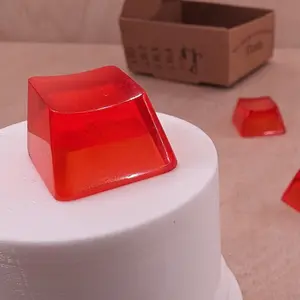 ResinKeyWorks Tangerine Orange Blank 1U Accent Keycaps, Transparent Hand Polished Resin OEM Caps with MX stems