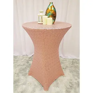 36"x42" Cocktail Sequin Spandex Table Cover - Blush Pink/Rose Gold (1pc)