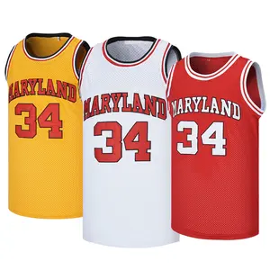 Men's Maryland Len #34 Basketball Jersey Sewing Embroidery Outdoor Sportswear High-Quality Polyester Mesh Ventilation Yellow Red White S-3XL College Player Sports Top