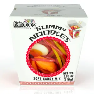 Raindrops Gummy Candy Noodles Takeout Box with 6 Kinds of Candies - Yummy Shrimp, Egg, Vegetables and Toppings Made from Gummies, Ropes and Marshmallows - Fun and Unique Candy Gifts