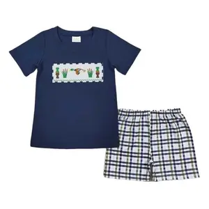 Boys' Navy Duck Embroidered Casual Set, Affordable Kids' Fashion Suits & Sets, Affordable Fashion