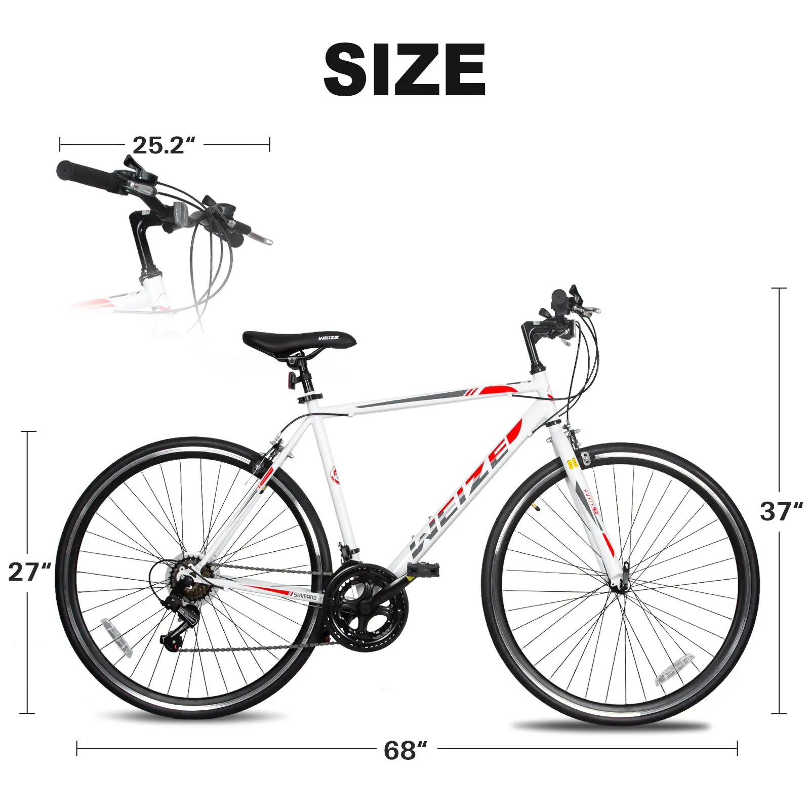 WEIZE 700C Hybrid Bike for Adults, 14 Speed Road Bike, City