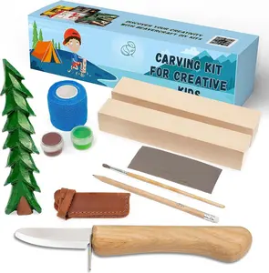 Carving Kit for  DIY 08 - Whittling Kit for Beginners - Hobby Kits for Boys  Whittling Set Includes Safety  Carving  for , Basswood Blocks