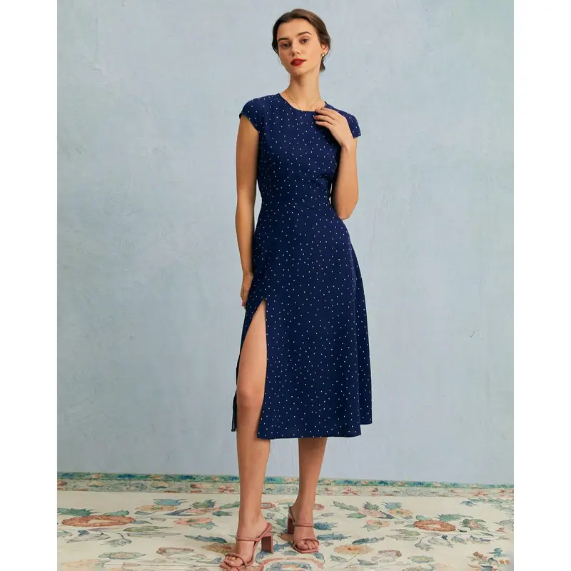 Navy midi poolin dress