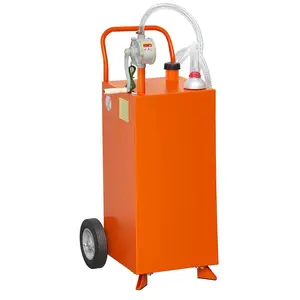 35 Gallon Fuel Caddy,Fuel Storage Tank with Manual Transfer Pump,Gasoline Diesel Fuel Container for Cars, Lawn Mowers, ATVs, Boats, More, Orange