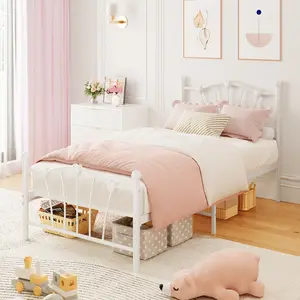 Classic Heart Shaped Metal Bed Frame – Platform for Kids & Girls, Sturdy, No Box Spring Needed, Underbed Storage, Noise-Free, Easy Assembly