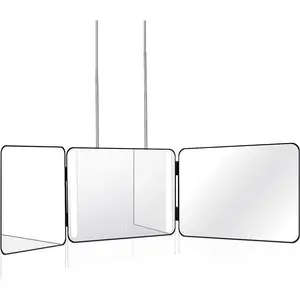 LED 3 Way Mirror for Self Cutting Mirror - 360 Makeup Mirror with Light Trifold, Acrylic & Door, Decor Glass, Wall-Mounted Design Portable Reflection