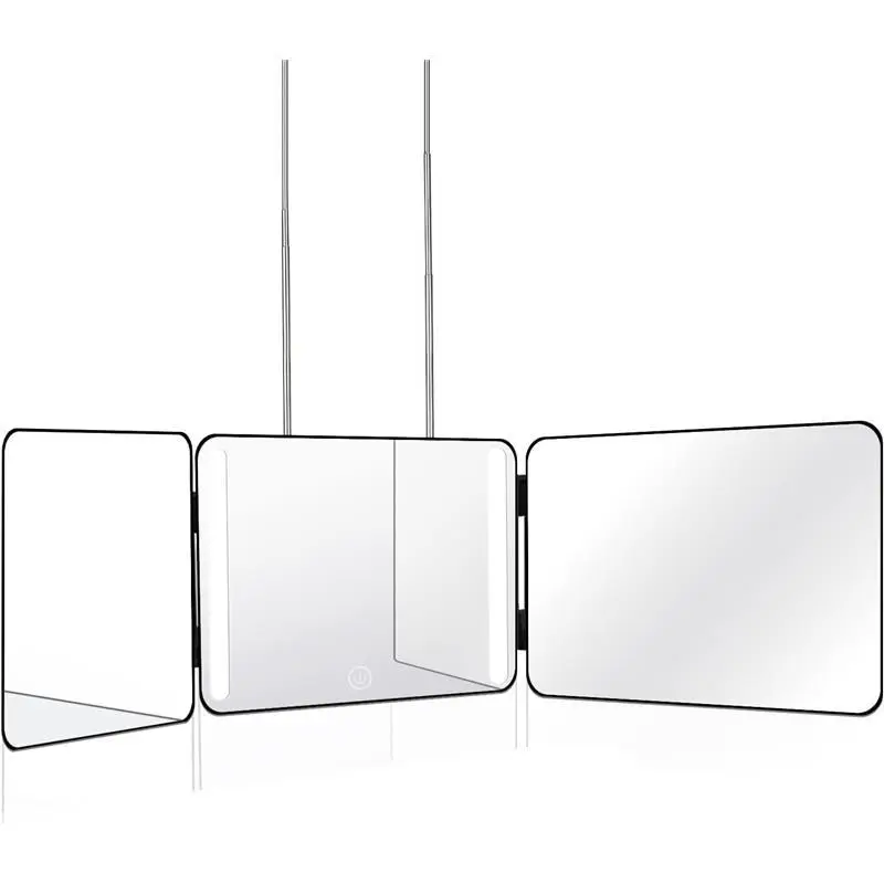 LED 3 Way Mirror for Self Cutting Mirror - 360 Makeup Mirror with Light Trifold, Acrylic & Door, Decor Glass, Wall-Mounted Design Portable Reflection