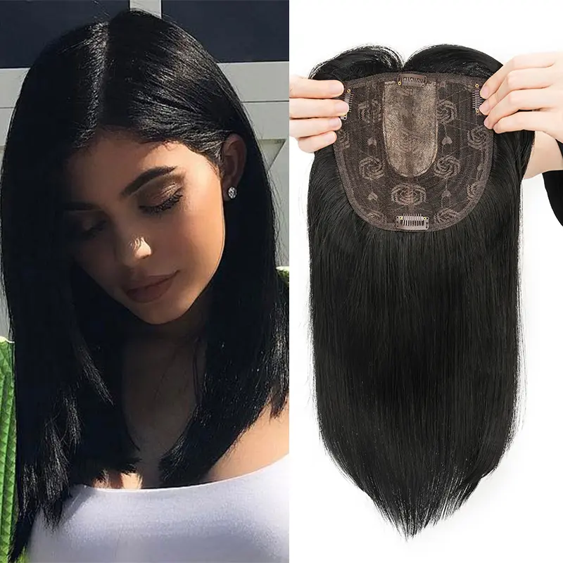 Thick Hair Toppers for Women with Thinning Hair Silk Base Straight/Wavy Synthetic Soft & Breathable Natural Hairpiece for Women Daily