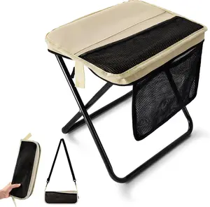 Upgraded Collapsible Folding Chair (1.5 lbs Ultra Light) – Camping Equipment with Side Pockets, Shoulder Strap, Soft Padding, Aluminum Max Load; Picnic Chair for Camping, Beach Outdoor Activities