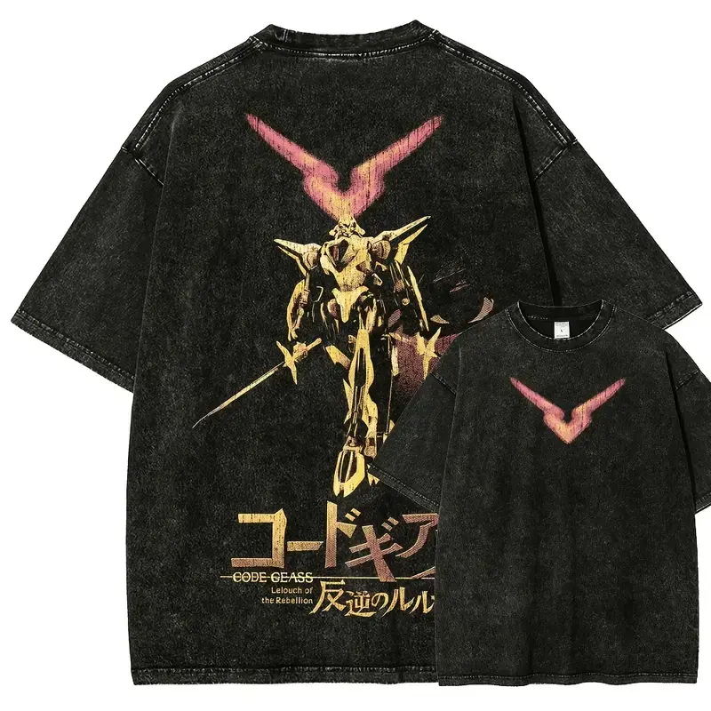 Men's Code Geass Vintage Casual Round Neck, Graphic Washed tee, Short-Sleeves Shirt for Unisex, Oversize Shirt, Vintage Outfit, Gift for fan