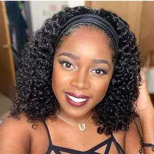Aiterina Deep Wave 12 Inch Human Hair Headband Wig - Natural Color