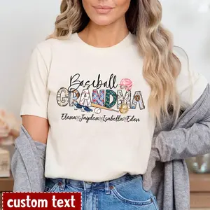 Personalized Baseball Grandma Baseball Nana Baseball Mom Shirt, Custom Custom Kid's Name Sweatshirt, Baseball Lovers Gift, Grandma Gift