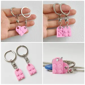 Detachable Love Building Block Key Chain Couple Heart Key Chain Valentine's Day Gift for Him & Her