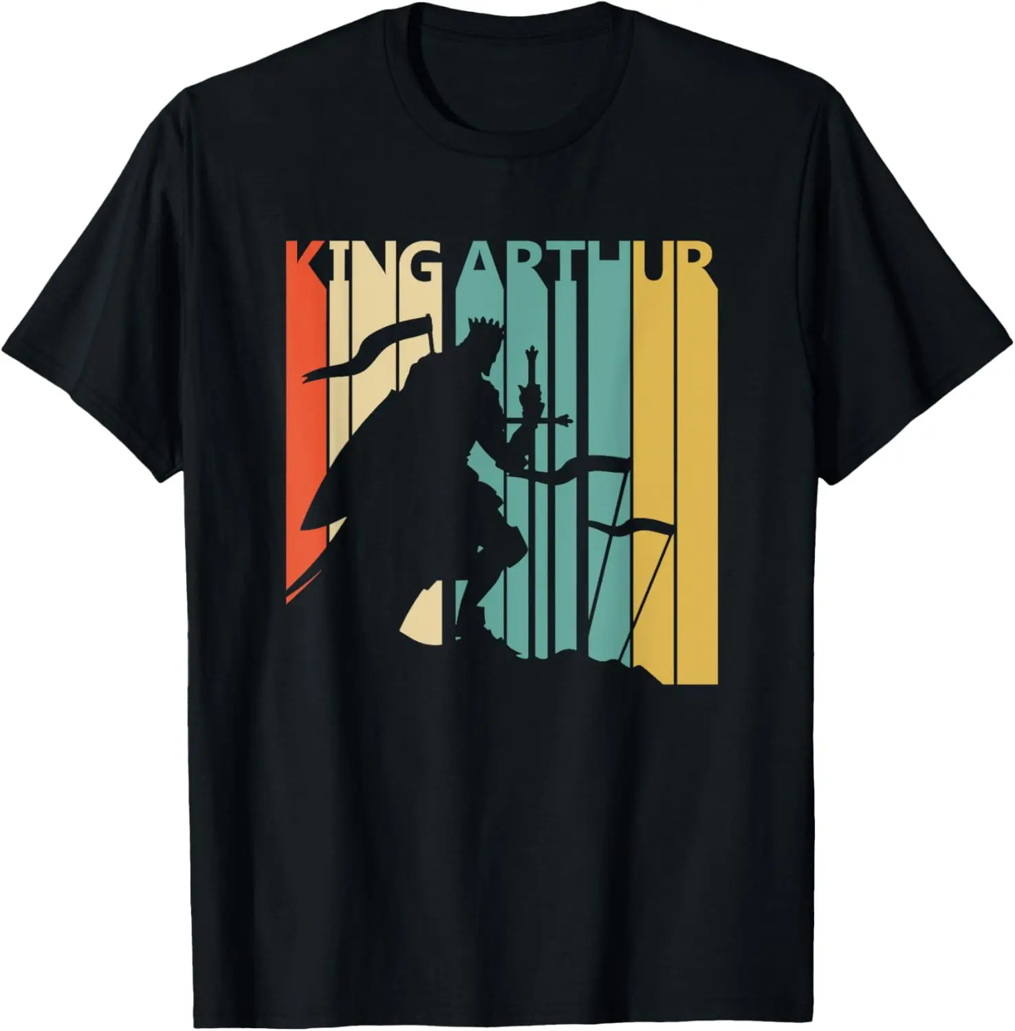 Mens Vintage King Arthur Graphic T-Shirt - Pure Cotton, Round Neck, Short Sleeve, Natural, Casual, Fitness Menswear Top, Gift for Men