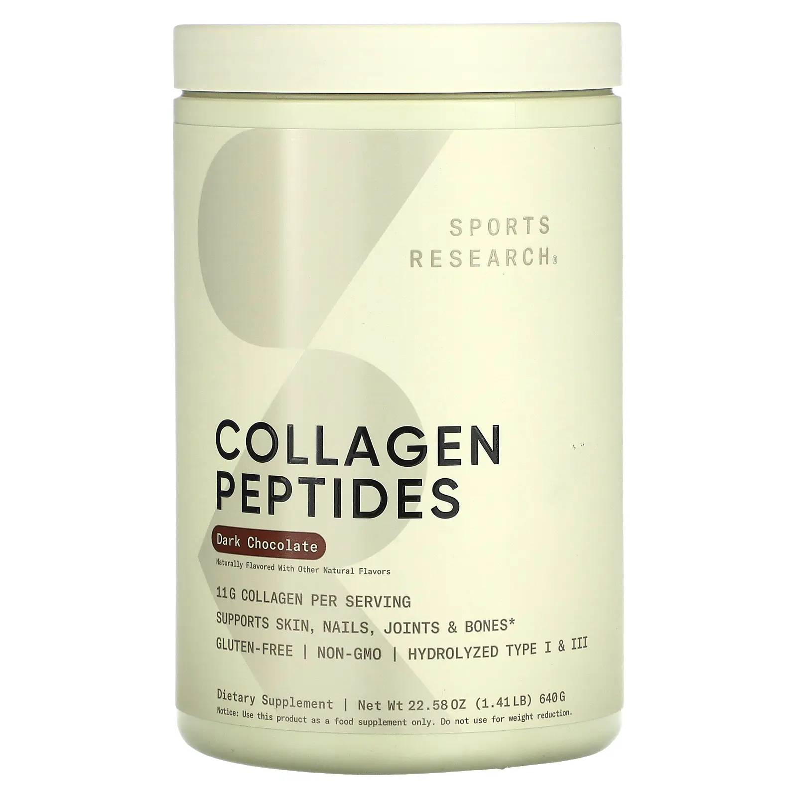 Sports Research Collagen Peptides, Dark Chocolate, 1.41 lb (640 g)