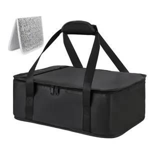 Bodaon Insulated Casserole Carrier Bag, Fits 9X13 and 11X15 Inch Baking Dish with Lid, Casserole Carriers for Hot or Cold Food for Transport, Thermal Lasagna Potluck Warmer Travel Tote, Black