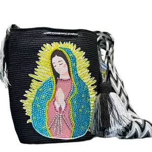 Wayuu Crochet Bag with Hand-Applied Rhinestones - Luxury Handmade Shoulder Purse