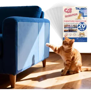 20PCS Cat Scratch Furniture Protector Couch Protectors Tape for Cats Claws Scratching Single Sided Clear Sticky Sheets Anti Clawing Sofa Corner Protection Cover Anti Scratch for Furniture