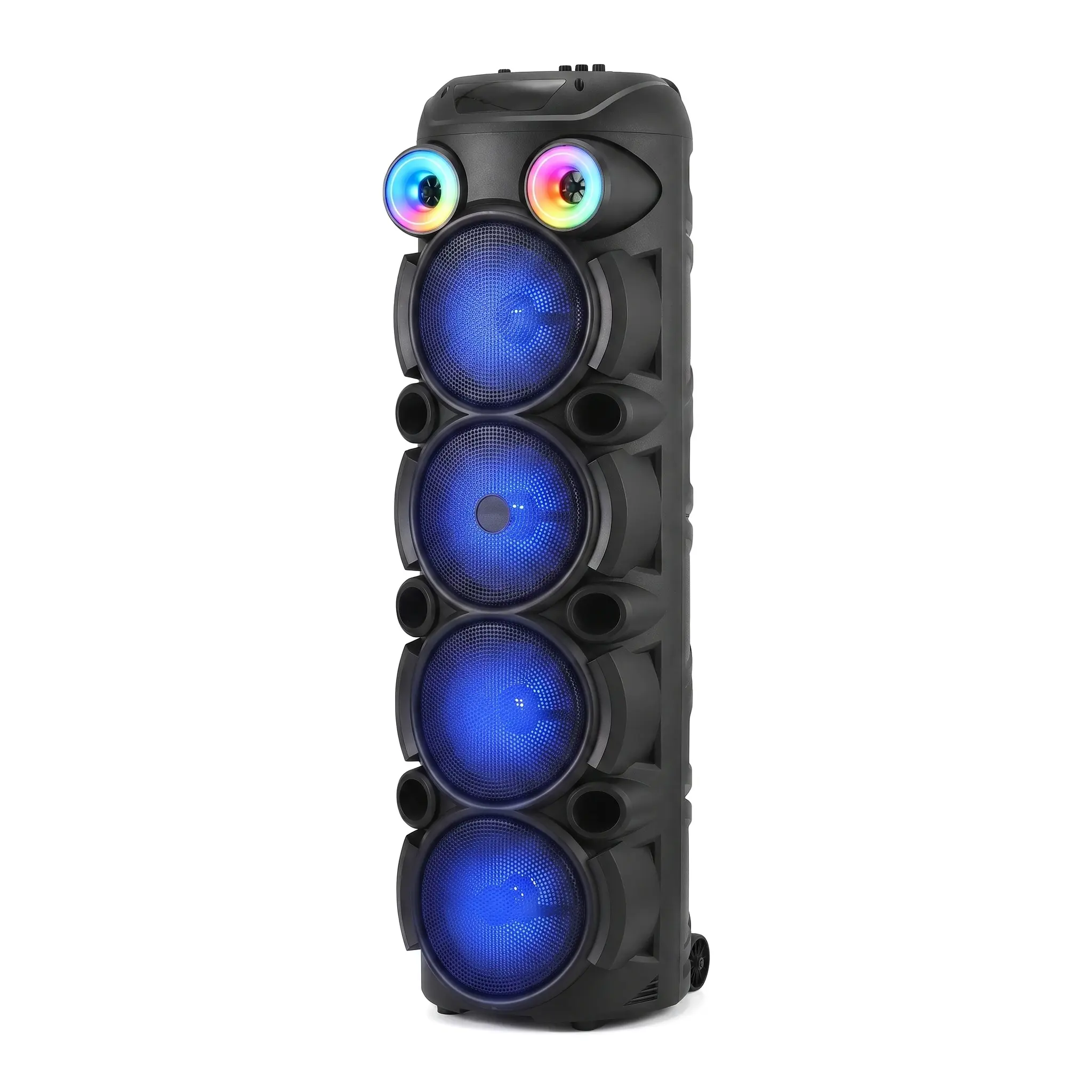 42" Tall Bluetooth Party Speaker, 4 x 8" Subwoofer, High Power Bass Portable Rechargeable Stereo Wireless Speaker With LED Lights FM Radio Microphone