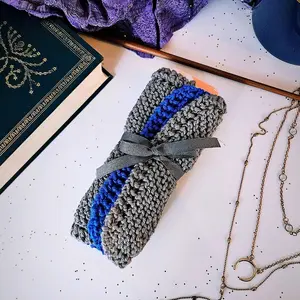 Grandma Knit Dishcloths 2Pk | Wizard Vibe | Azure Blue and Silver Gray | Non-scratch | Reusable | Machine Washable | Handmade | Durable | Multipurpose | Antique Design | Modern Feel | 100% Cotton Dishcloths