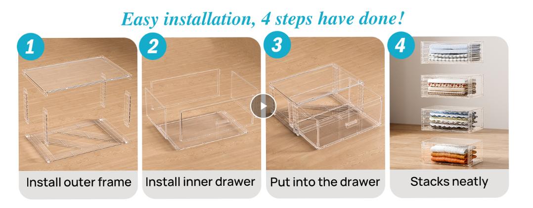 [Video Only] Vtopmart 2/5 Pack Large Clear Rectangle Stackable Drawers 18-23QT, Easily Assembled Plastic Organizer Storage, Dustproof Clothes Storage Organizer for Closet, Underbed Use,DormRoomHacks