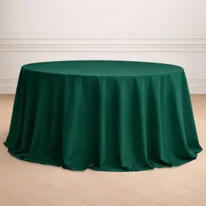 Polyester 132" Round Tablecloth Hunter Emerald Green - Seamless Chic Table Cover