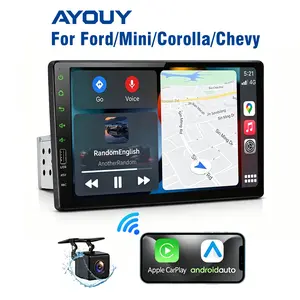 Car Stereo for 1992-1998 Ford F150 F250 F350 with Wireless CarPlay,for mini cooper 2002-2008, for Toyota Corolla 9" Single DIN Retractable Touch ScreenTouchscreen Car Radio with GPS Navigation, Bluetooth, WiFi, FM/RDS, Backup Camera Support, Mirror Link