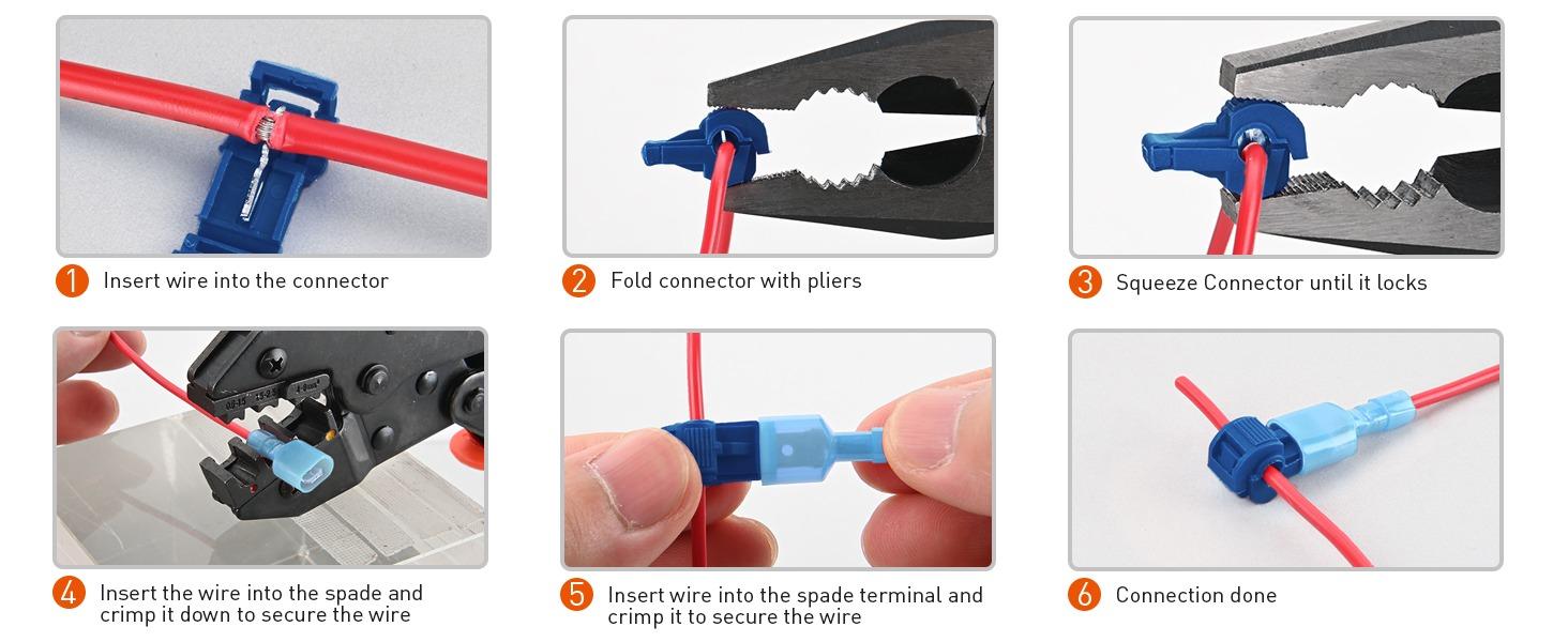 Nilight 120PCS/60 Pairs Quick Splice Disconnect Wire Terminals T-Tap Spade Connectors Blue 16-14 AWG Male Female Fully Insulated Crimp Self-Stripping Kit Nilight 120PCS/60 Pairs Quick Splice Disconnect Wire Terminals T-Tap Spade Connectors Blue 16-14 AWG Male Female Fully Insulated Crimp Self-Stripping Kit