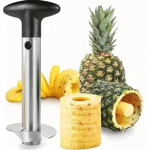 Stainless Steel Pineapple Corer, Detachable Handle Fruit Cutter-Peeler-Slicer, Fast & Easy Core Remover Kitchen Utensil, Multi-Purpose Kitchen Gadgets, Durable Tool with 1-Year Warranty & Recipe eBook,summervibes
