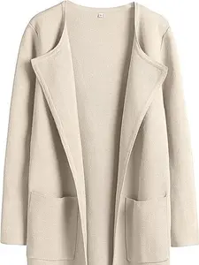 ANRABESS Women's Open Front Knit Lightweight Cardigan Casual Long Coatigan Sweater Lady Jacket Coat 2024 Fall Outerwear