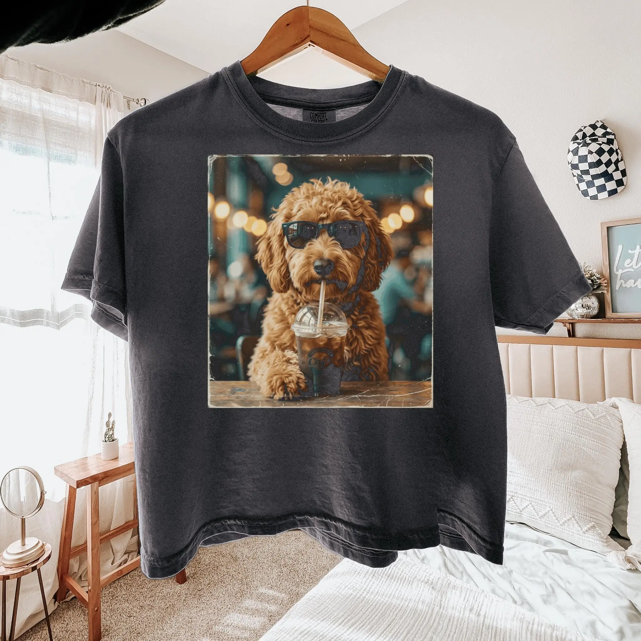 Labradoodle Coffee Lover Shirt Comfort Colors Boxy Dog Tee S-2xl