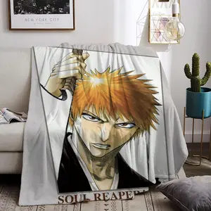 anime B-BLEACH Throw Flannel All Weather Blanket Kneeling Blankets Fluffy Warm Winter Blanket Blankets on Offer Home Knee Throw Wearing Microfiber