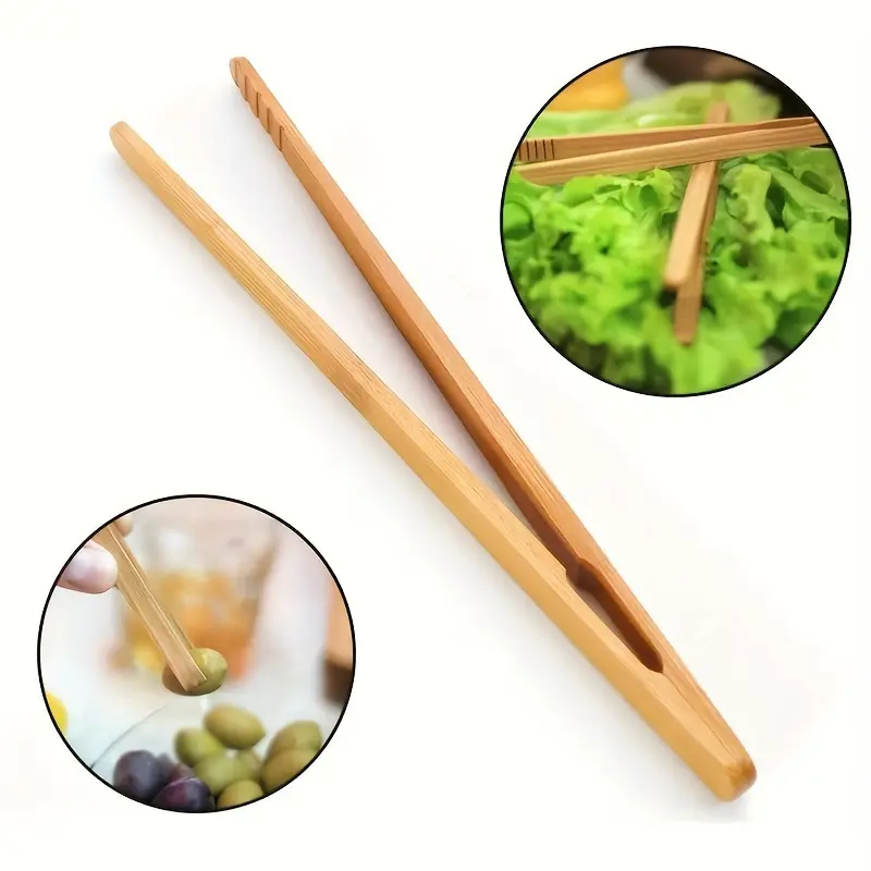 4pcs Bamboo Toaster Tongs for Toast Pickles Tea Cooking Kitchen Tongs Outdoor Camping Picnic Hiking, Kitchen Stuff Cookware Barbecue Tool Accessories Utensils Kitchenware