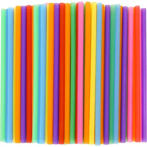 120 Pack Smoothie Straws 10.3 Inches Disposable Milkshake Plastic Straws in Assorted Bright Colors for Parties & Everyday Use