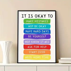 Custom Inspiring Quotes Equality Posters Print Art Gay Girl Power LGBT Inclusion Rainbow It's Okay Poster, Self-encouragement House Decorations For Home Living Room_Kitchen Decor