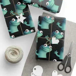 Gift wrap, Lizard Pressing Button Meme, Elio Meme Funny Gift Wrap, Gift Wrapping Sheets, Birthday Wrapping Paper, Holiday